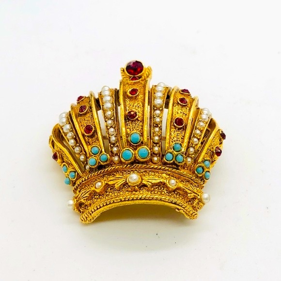 Vintage Heraldic Arthur Pepper rhinestone Imperial Crown brooch - Picture 7 of 16